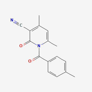 molecular formula C16H14N2O2 B7816723 4,6-Dimethyl-1-[(4-methylphenyl)carbonyl]-2-oxo-1,2-dihydropyridine-3-carbonitrile 