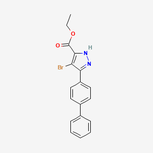 molecular formula C18H15BrN2O2 B7816739 ethyl 3-(biphenyl-4-yl)-4-bromo-1H-pyrazole-5-carboxylate 
