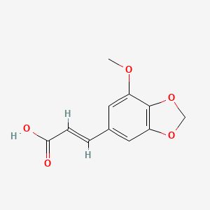 molecular formula C11H10O5 B7816788 3-(7-Methoxy-2H-1,3-benzodioxol-5-yl)prop-2-enoic acid 