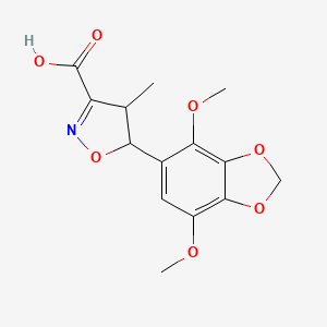 molecular formula C14H15NO7 B7816800 5-(4,7-Dimethoxy-1,3-benzodioxol-5-yl)-4-methyl-4,5-dihydro-3-isoxazolecarboxylic acid CAS No. 936074-45-2