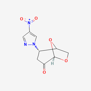 molecular formula C9H9N3O5 B7816832 (2S,5R)-2-(4-nitro-1H-pyrazol-1-yl)-6,8-dioxabicyclo[3.2.1]octan-4-one 