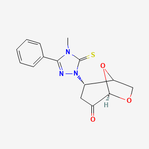 (2S,5R)-2-(4-methyl-3-phenyl-5-thioxo-4,5-dihydro-1H-1,2,4-triazol-1-yl)-6,8-dioxabicyclo[3.2.1]octan-4-one (non-preferred name)