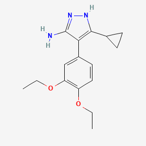 molecular formula C16H21N3O2 B7816869 3-cyclopropyl-4-(3,4-diethoxyphenyl)-1H-pyrazol-5-amine 