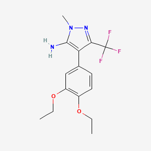 molecular formula C15H18F3N3O2 B7816873 4-(3,4-diethoxyphenyl)-1-methyl-3-(trifluoromethyl)-1H-pyrazol-5-amine 