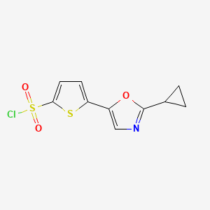 molecular formula C10H8ClNO3S2 B7816901 5-(2-Cyclopropyl-1,3-oxazol-5-yl)-2-thiophenesulfonyl chloride CAS No. 936074-61-2