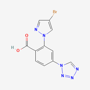 molecular formula C11H7BrN6O2 B7816911 2-(4-bromo-1H-pyrazol-1-yl)-4-(1H-tetrazol-1-yl)benzoic acid 