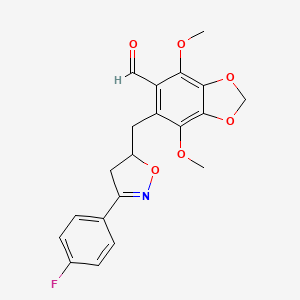 molecular formula C20H18FNO6 B7817016 6-{[3-(4-Fluorophenyl)-4,5-dihydro-5-isoxazolyl]methyl}-4,7-dimethoxy-1,3-benzodioxole-5-carbaldehyde CAS No. 948007-49-6