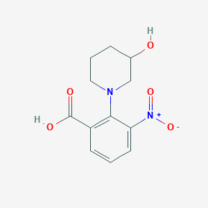 molecular formula C12H14N2O5 B7817031 2-(3-Hydroxypiperidino)-3-nitrobenzoic acid 