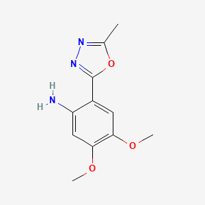 molecular formula C11H13N3O3 B7817058 4,5-Dimethoxy-2-(5-methyl-1,3,4-oxadiazol-2-yl)aniline 