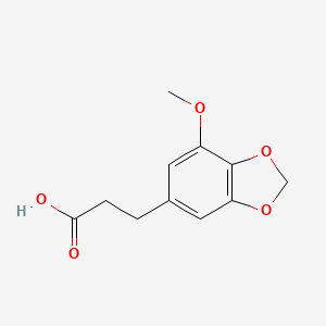 molecular formula C11H12O5 B7817122 3-(7-Methoxy-1,3-benzodioxol-5-yl)propanoic acid 