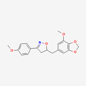 molecular formula C19H19NO5 B7817188 5-[(7-Methoxy-1,3-benzodioxol-5-yl)methyl]-3-(4-methoxyphenyl)-4,5-dihydro-1,2-oxazole 