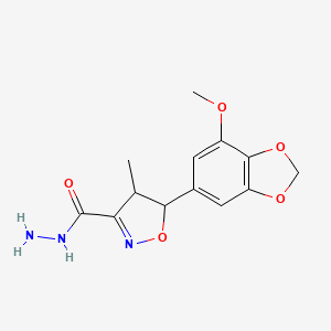 molecular formula C13H15N3O5 B7817216 5-(7-Methoxy-1,3-benzodioxol-5-yl)-4-methyl-4,5-dihydro-3-isoxazolecarbohydrazide 
