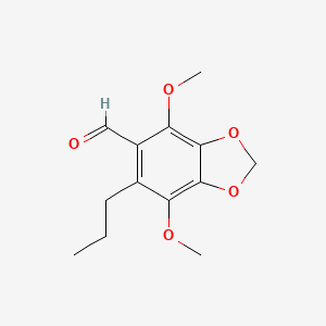 molecular formula C13H16O5 B7817274 4,7-Dimethoxy-6-propyl-1,3-benzodioxole-5-carbaldehyde 
