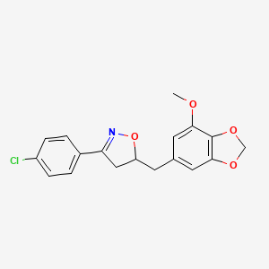 3-(4-Chlorophenyl)-5-[(7-methoxy-1,3-benzodioxol-5-yl)methyl]-4,5-dihydroisoxazole