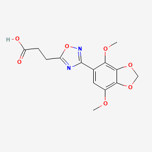 molecular formula C14H14N2O7 B7817563 3-[3-(4,7-Dimethoxy-1,3-benzodioxol-5-yl)-1,2,4-oxadiazol-5-yl]propanoic acid 