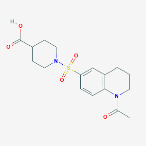 molecular formula C17H22N2O5S B7817714 1-[(1-Acetyl-1,2,3,4-tetrahydroquinolin-6-yl)sulfonyl]piperidine-4-carboxylic acid 
