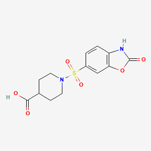 molecular formula C13H14N2O6S B7817734 1-[(2-Oxo-2,3-dihydro-1,3-benzoxazol-6-yl)sulfonyl]piperidine-4-carboxylic acid 