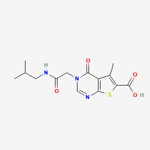 molecular formula C14H17N3O4S B7817754 5-Methyl-3-[2-(2-methylpropylamino)-2-oxoethyl]-4-oxothieno[2,3-d]pyrimidine-6-carboxylic acid 