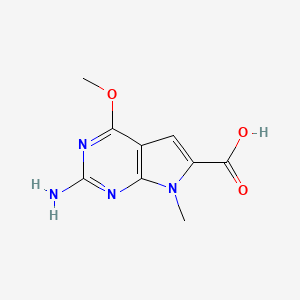 molecular formula C9H10N4O3 B7817874 2-amino-4-methoxy-7-methyl-7H-pyrrolo[2,3-d]pyrimidine-6-carboxylic acid CAS No. 929974-18-5
