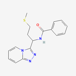 molecular formula C17H18N4OS B7817941 N-[3-(methylsulfanyl)-1-([1,2,4]triazolo[4,3-a]pyridin-3-yl)propyl]benzamide 