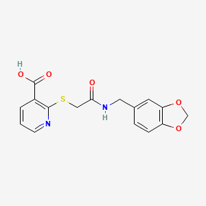 2-({2-[(1,3-Benzodioxol-5-ylmethyl)amino]-2-oxoethyl}sulfanyl)pyridine-3-carboxylic acid