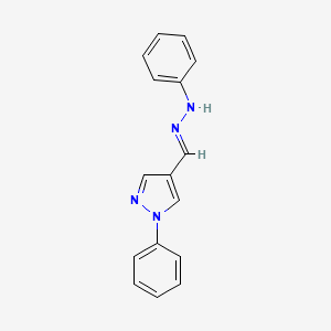 molecular formula C16H14N4 B7818163 N-[(E)-(1-phenylpyrazol-4-yl)methylideneamino]aniline 