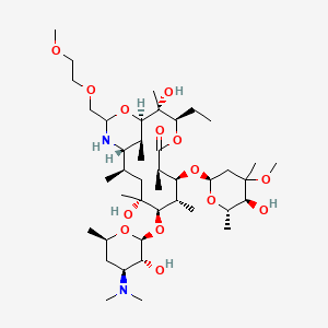 molecular formula C42H78N2O14 B7818231 (1R,2R,3R,6R,7S,8S,9R,10R,12R,13S,17S)-9-(((2S,3R,6R)-4-(dimethylamino)-3-hydroxy-6-methyltetrahydro-2H-pyran-2-yl)oxy)-3-ethyl-2,10-dihydroxy-7-(((2R,5S,6S)-5-hydroxy-4-methoxy-4,6-dimethyltetrahydro-2H-pyran-2-yl)oxy)-15-((2-methoxyethoxy)methyl)-2,6,8,10,12,17-hexamethyl-4,16-dioxa-14-azabicyclo[11.3.1]heptadecan-5-one 
