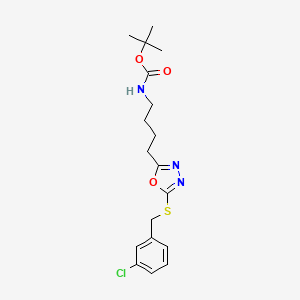 Tert-butyl (4-{5-[(3-chlorobenzyl)sulfanyl]-1,3,4-oxadiazol-2-yl}butyl)carbamate