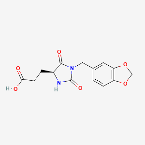 molecular formula C14H14N2O6 B7818298 (S)-3-(1-(benzo[d][1,3]dioxol-5-ylmethyl)-2,5-dioxoimidazolidin-4-yl)propanoic acid 