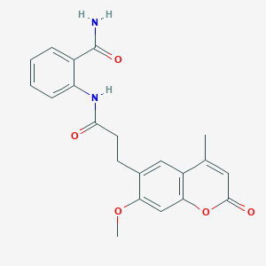 molecular formula C21H20N2O5 B7818327 2-{[3-(7-methoxy-4-methyl-2-oxo-2H-chromen-6-yl)propanoyl]amino}benzamide 