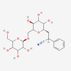 2-phenyl-3-[(2S,5S)-3,4,5-trihydroxy-6-[[(2R,5S)-3,4,5-trihydroxy-6-(hydroxymethyl)oxan-2-yl]oxymethyl]oxan-2-yl]propanenitrile
