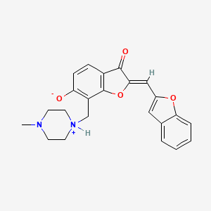 molecular formula C23H22N2O4 B7818356 (2Z)-2-(1-benzofuran-2-ylmethylidene)-7-[(4-methylpiperazin-1-ium-1-yl)methyl]-3-oxo-2,3-dihydro-1-benzofuran-6-olate 