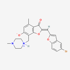 molecular formula C24H23BrN2O4 B7818362 (2Z)-2-[(5-bromo-1-benzofuran-2-yl)methylidene]-4-methyl-7-[(4-methylpiperazin-1-ium-1-yl)methyl]-3-oxo-2,3-dihydro-1-benzofuran-6-olate 
