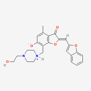 molecular formula C25H26N2O5 B7818367 (2Z)-2-(1-benzofuran-2-ylmethylidene)-7-{[4-(2-hydroxyethyl)piperazin-1-ium-1-yl]methyl}-4-methyl-3-oxo-2,3-dihydro-1-benzofuran-6-olate 
