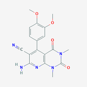 molecular formula C18H17N5O4 B7818405 7-Amino-5-(3,4-dimethoxyphenyl)-1,3-dimethyl-2,4-dioxo-1,2,3,4-tetrahydropyrido[2,3-d]pyrimidine-6-carbonitrile 