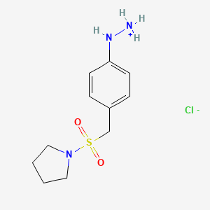molecular formula C11H18ClN3O2S B7818559 Pyrrolidine, 1-[[(4-hydrazinylphenyl)methyl]sulfonyl]-, hydrochloride (1:1) 