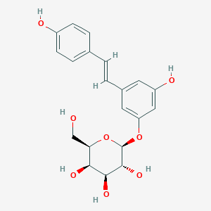 molecular formula C20H22O8 B7818565 (2S,3R,4S,5R,6R)-2-[3-hydroxy-5-[(E)-2-(4-hydroxyphenyl)ethenyl]phenoxy]-6-(hydroxymethyl)oxane-3,4,5-triol 