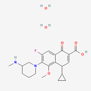 molecular formula C21H29FN2O6 B7818619 4-cyclopropyl-7-fluoro-5-methoxy-6-[3-(methylamino)piperidin-1-yl]-1-oxo-4H-naphthalene-2-carboxylic acid;dihydrate 
