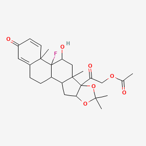 molecular formula C26H33FO7 B7818701 [2-(12-Fluoro-11-hydroxy-6,6,9,13-tetramethyl-16-oxo-5,7-dioxapentacyclo[10.8.0.02,9.04,8.013,18]icosa-14,17-dien-8-yl)-2-oxoethyl] acetate 