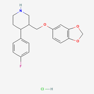 molecular formula C19H21ClFNO3 B7819122 3-[(2H-1,3-benzodioxol-5-yloxy)methyl]-4-(4-fluorophenyl)piperidine hydrochloride 