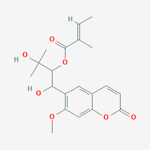 molecular formula C20H24O7 B7819671 [1,3-dihydroxy-1-(7-methoxy-2-oxochromen-6-yl)-3-methylbutan-2-yl] (E)-2-methylbut-2-enoate 