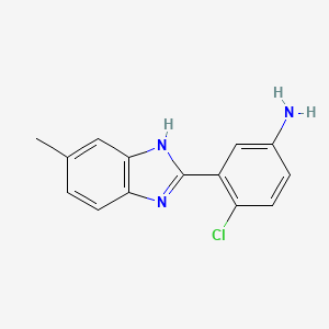 molecular formula C14H12ClN3 B7819760 4-chloro-3-(5-methyl-1H-benzimidazol-2-yl)aniline 