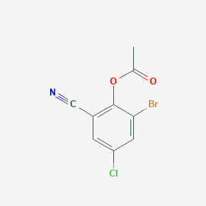 molecular formula C9H5BrClNO2 B7819764 Acetic acid 2-bromo-4-chloro-6-cyano-phenyl ester 