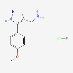 molecular formula C11H14ClN3O B7819866 [3-(4-methoxyphenyl)-1H-pyrazol-4-yl]methylamine hydrochloride 