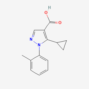 molecular formula C14H14N2O2 B7820023 5-cyclopropyl-1-(2-methylphenyl)-1H-pyrazole-4-carboxylic acid 