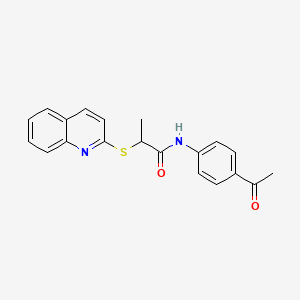 molecular formula C20H18N2O2S B7820407 N-(4-acetylphenyl)-2-quinolin-2-ylsulfanylpropanamide 