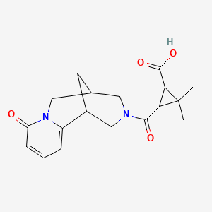 molecular formula C18H22N2O4 B7820469 2,2-dimethyl-3-[(8-oxo-1,5,6,8-tetrahydro-2H-1,5-methanopyrido[1,2-a][1,5]diazocin-3(4H)-yl)carbonyl]cyclopropanecarboxylic acid 