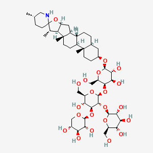 (2S,3R,4S,5S,6R)-2-[(2S,3R,4S,5R,6R)-2-[(2R,3R,4R,5R,6R)-4,5-dihydroxy-2-(hydroxymethyl)-6-[(1R,2S,4S,5'S,7S,8R,9S,12S,13S,16S,18S)-5',7,9,13-tetramethylspiro[5-oxapentacyclo[10.8.0.02,9.04,8.013,18]icosane-6,2'-piperidine]-16-yl]oxyoxan-3-yl]oxy-5-hydroxy-6-(hydroxymethyl)-4-[(2S,3R,4S,5R)-3,4,5-trihydroxyoxan-2-yl]oxyoxan-3-yl]oxy-6-(hydroxymethyl)oxane-3,4,5-triol