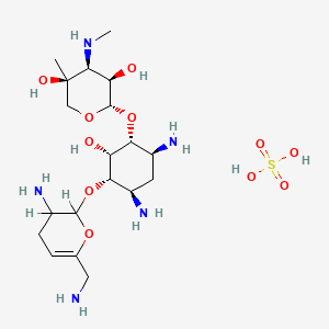 molecular formula C19H39N5O11S B7821410 (2S,3R,4S,5S)-2-[(1R,2S,3S,4R,6S)-4,6-diamino-3-[[3-amino-6-(aminomethyl)-3,4-dihydro-2H-pyran-2-yl]oxy]-2-hydroxycyclohexyl]oxy-5-methyl-4-(methylamino)oxane-3,5-diol;sulfuric acid 