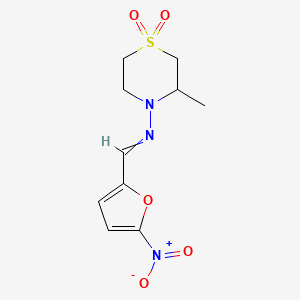 molecular formula C10H13N3O5S B7824025 N-(3-methyl-1,1-dioxo-1,4-thiazinan-4-yl)-1-(5-nitro-2-furanyl)methanimine 